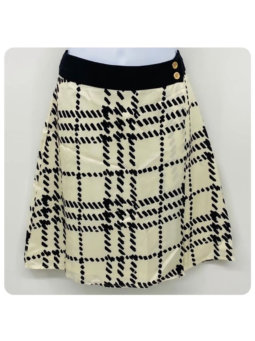 LILLY Pulitzer black and white silk wrap a-line geometric print skirt size 4
